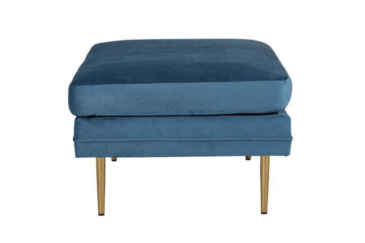 Venture Home Boom Ottoman - Brass / Blue Velvet