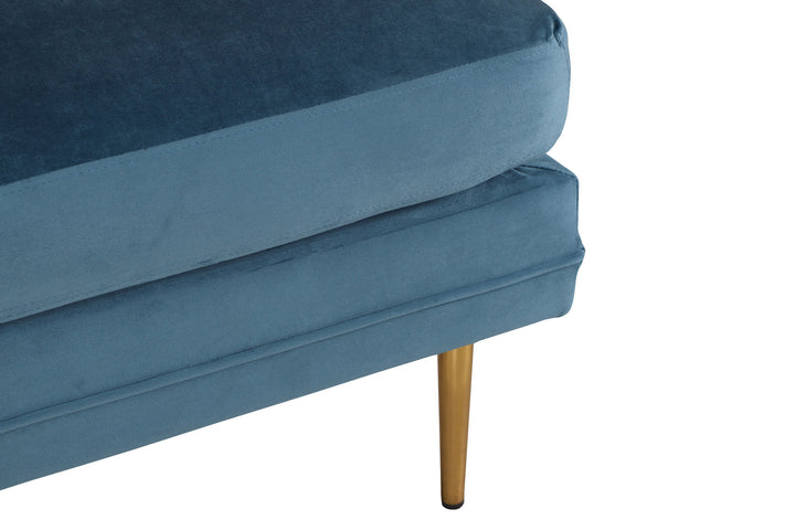 Venture Home Boom Ottoman - Brass / Blue Velvet