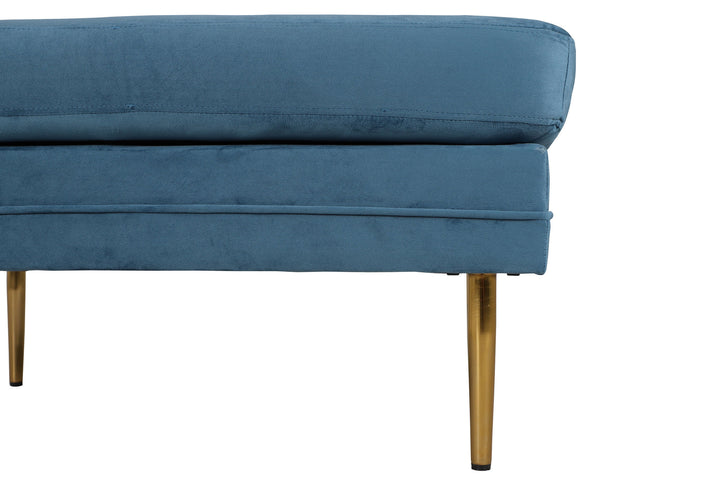 Venture Home Boom Ottoman - Brass / Blue Velvet