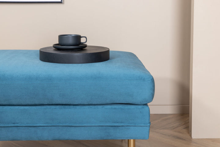 Venture Home Boom Ottoman - Brass / Blue Velvet