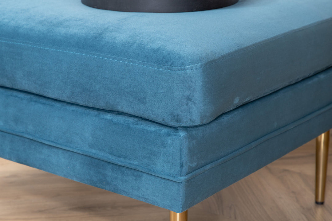 Venture Home Boom Ottoman - Brass / Blue Velvet