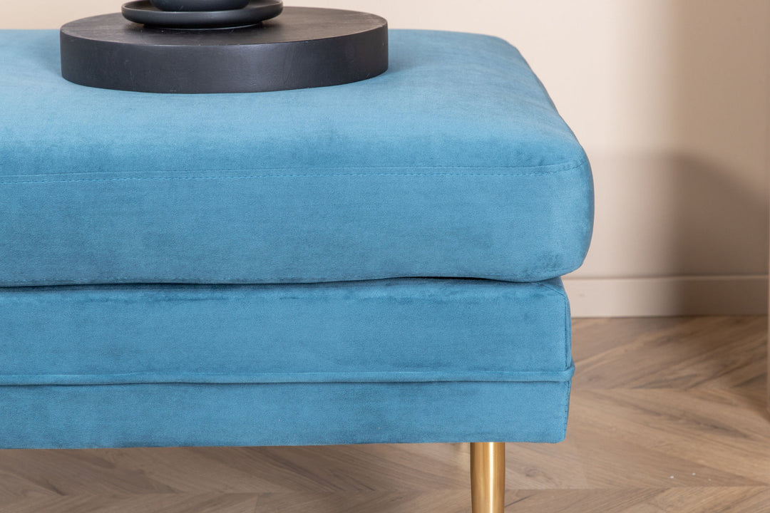 Venture Home Boom Ottoman - Brass / Blue Velvet