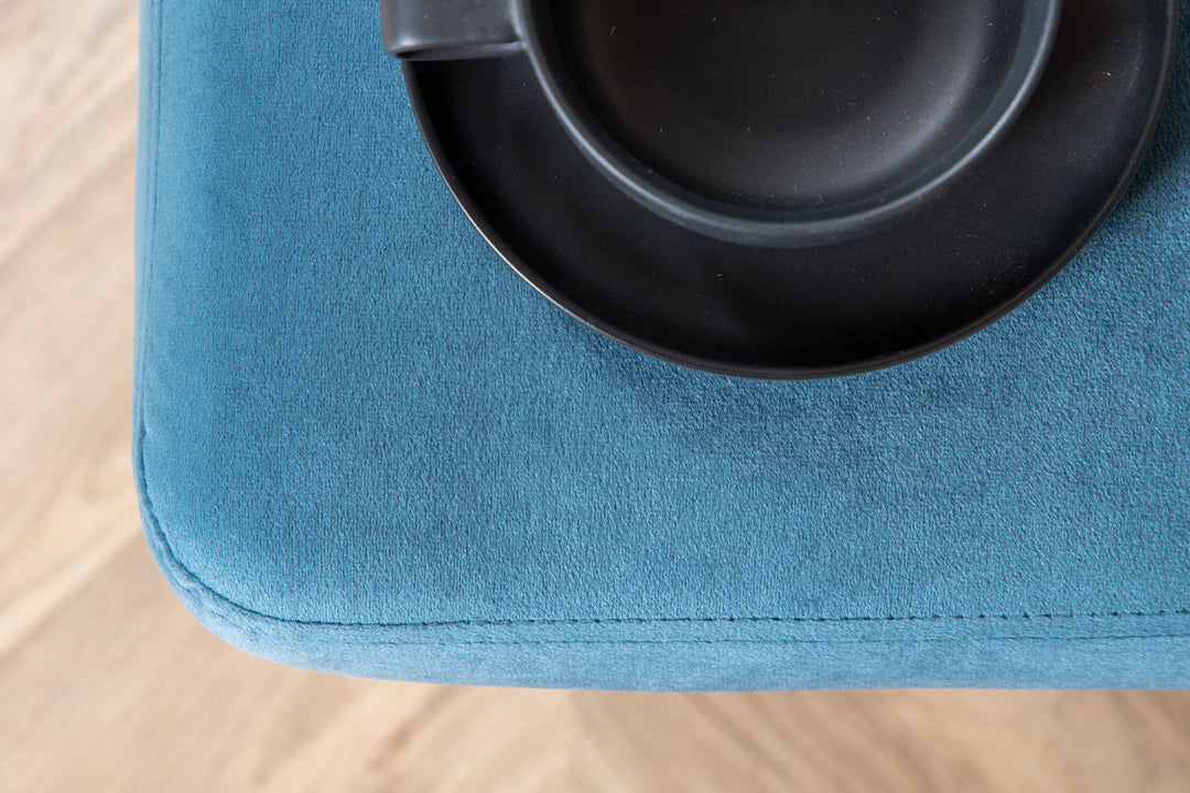 Venture Home Boom Ottoman - Brass / Blue Velvet