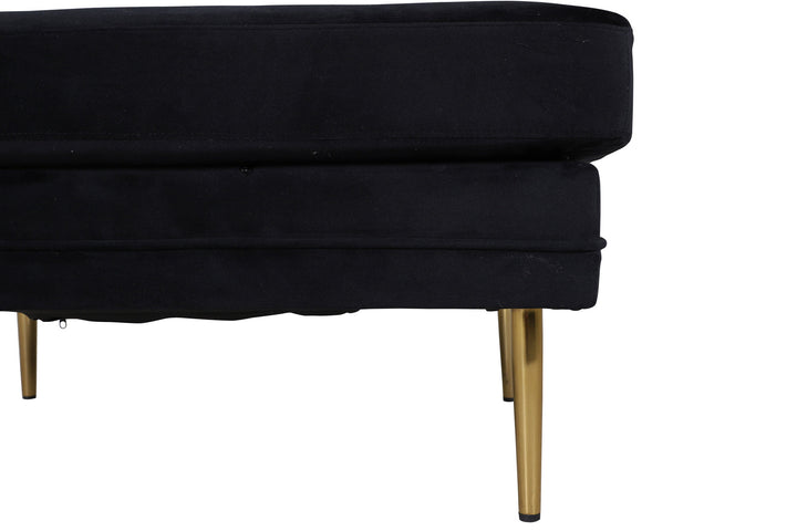 Venture Home Boom Ottoman - Brass / Black Velvet