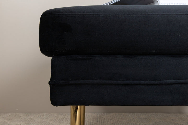 Venture Home Boom Ottoman - Brass / Black Velvet