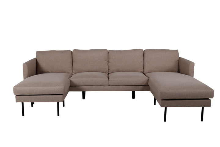 Venture Home Zoom U-Sofa - Black / Brown Fabric