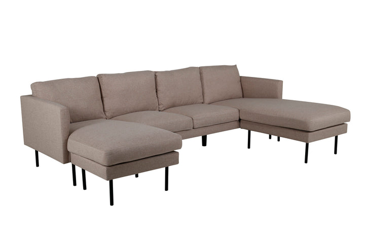 Venture Home Zoom U-Sofa - Black / Brown Fabric
