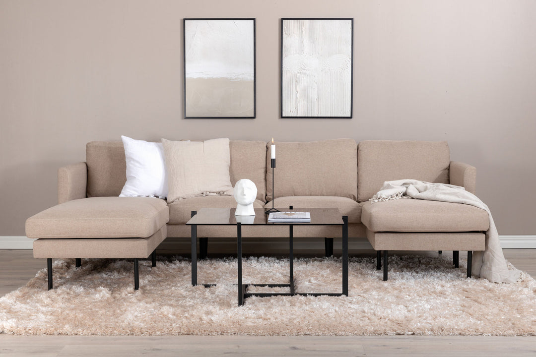 Venture Home Zoom U-Sofa - Black / Brown Fabric