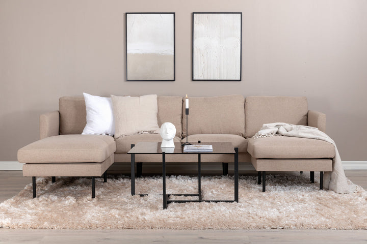 Venture Home Zoom U-Sofa - Black / Brown Fabric