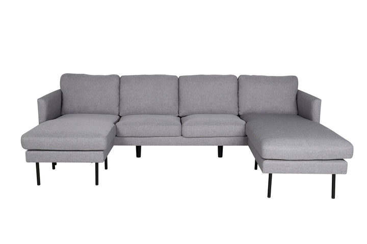Venture Home Zoom U-Sofa - Black / Steel Grey Fabric
