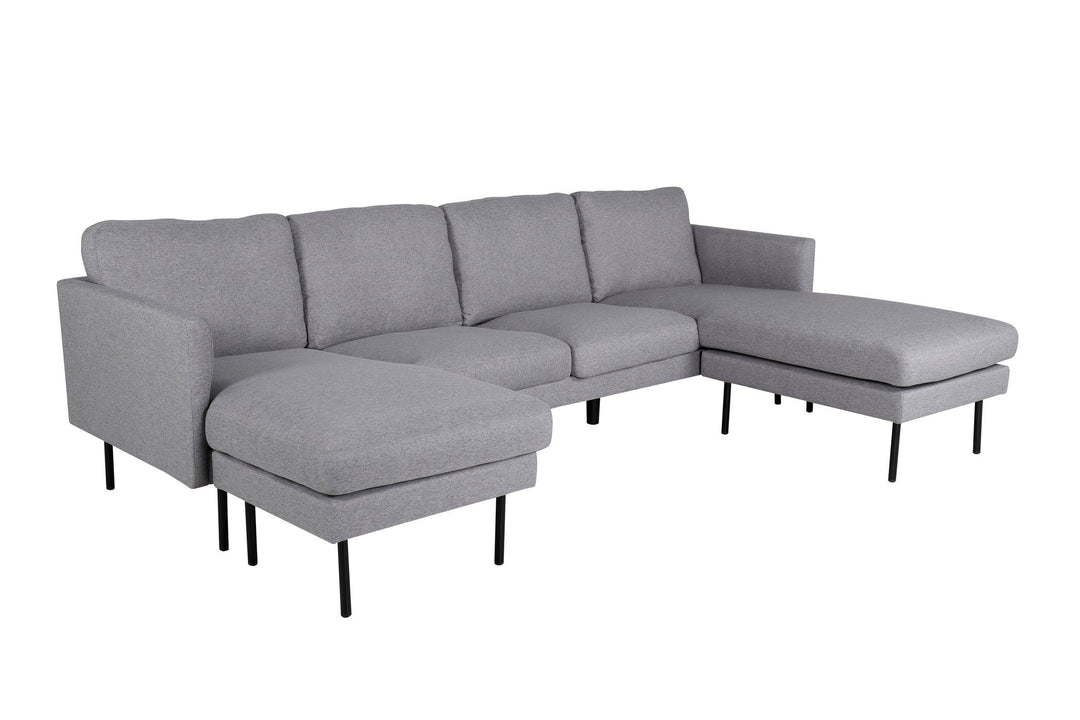 Venture Home Zoom U-Sofa - Black / Steel Grey Fabric