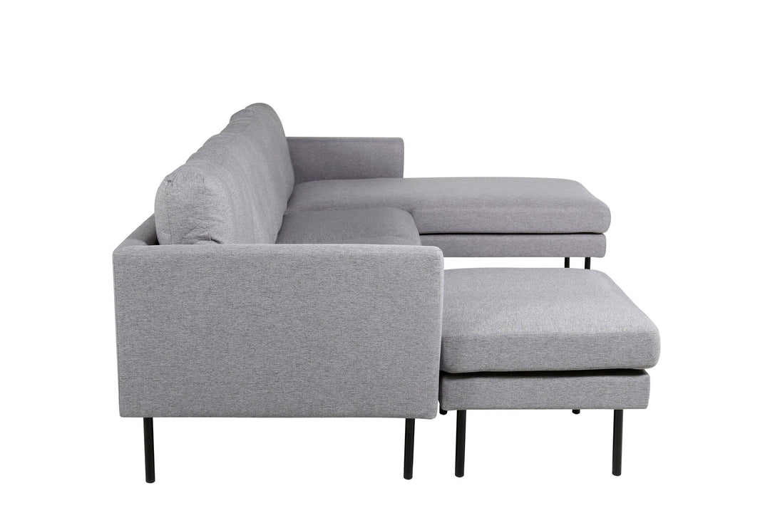 Venture Home Zoom U-Sofa - Black / Steel Grey Fabric