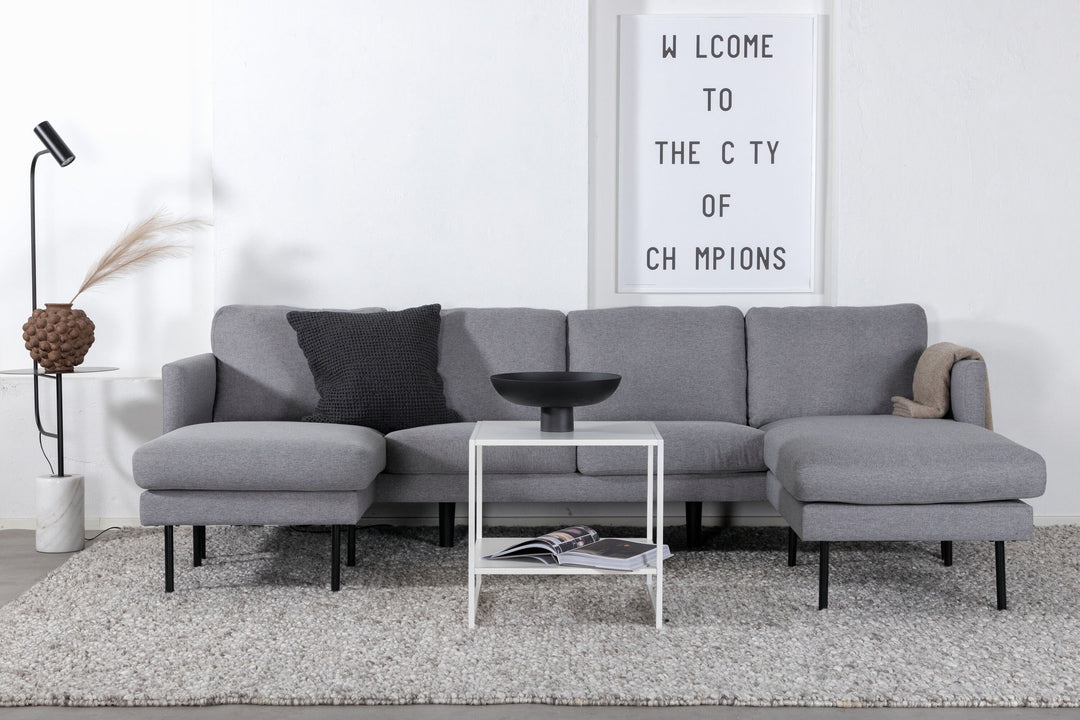 Venture Home Zoom U-Sofa - Black / Steel Grey Fabric