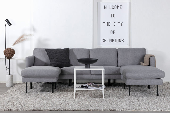Venture Home Zoom U-Sofa - Black / Steel Grey Fabric