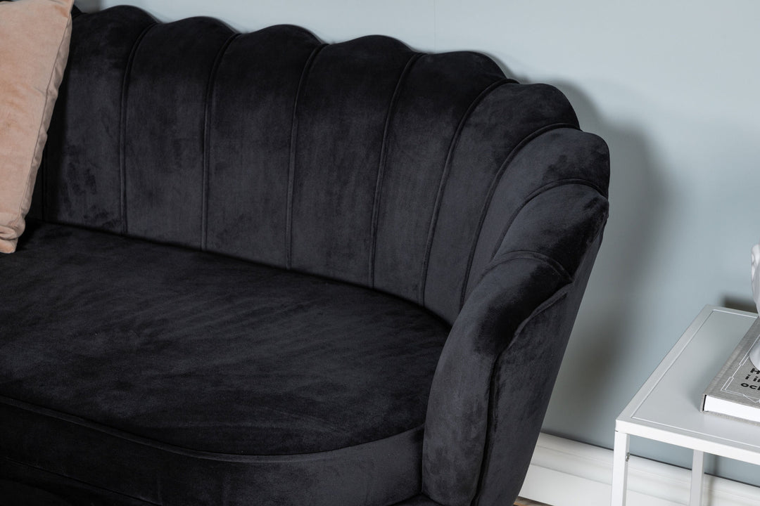 Venture Home Calais Sofa 3-seater - Black velvet - Black Legs