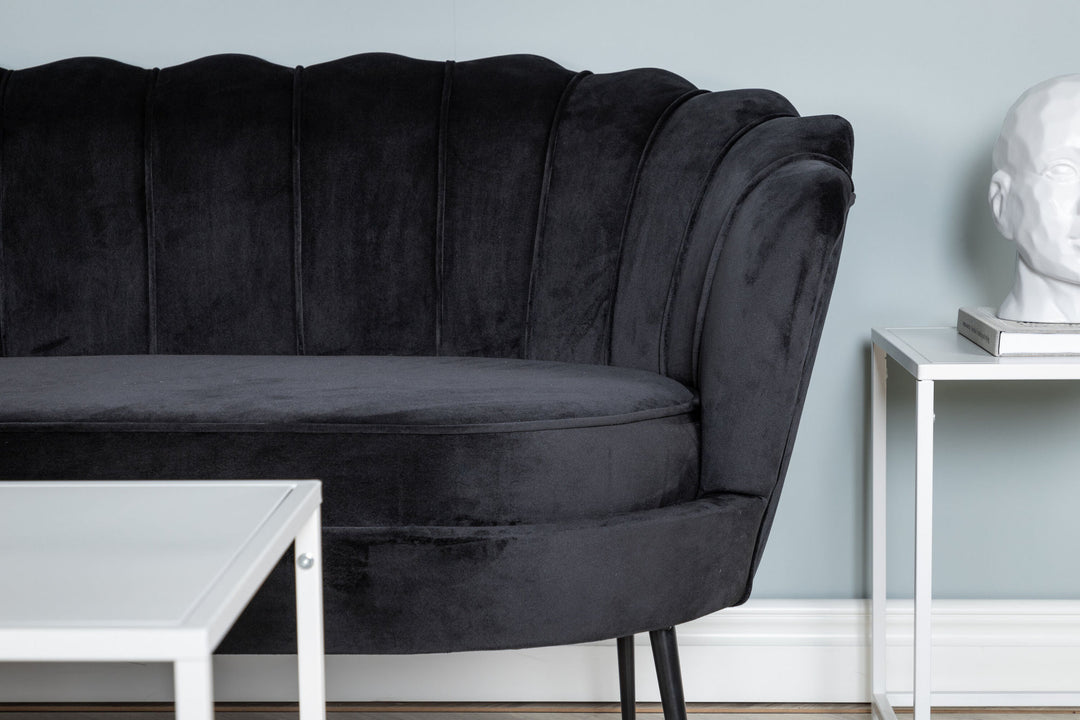 Venture Home Calais Sofa 3-seater - Black velvet - Black Legs