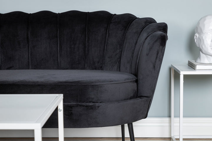 Venture Home Calais Sofa 3-seater - Black velvet - Black Legs