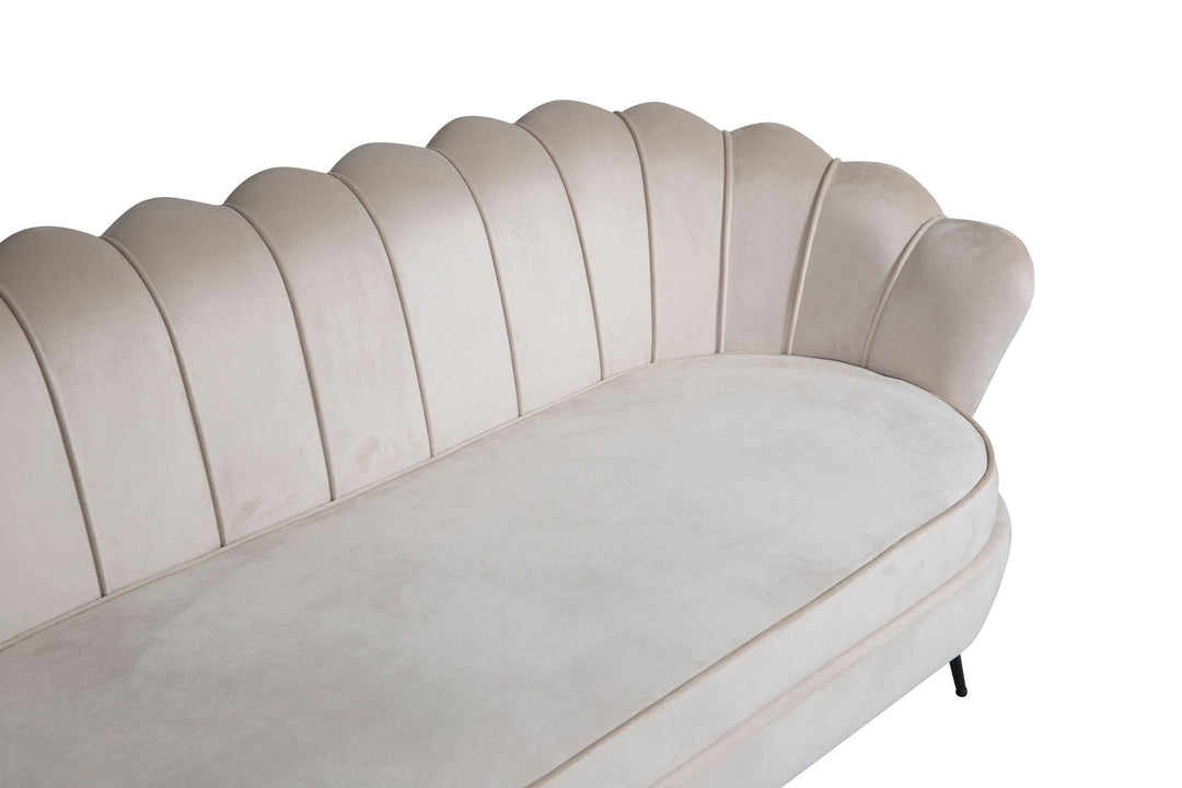 Venture Home Calais Sofa 3-seater - Beige Velvet - Black Legs