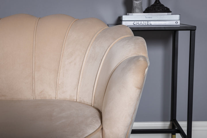 Venture Home Calais Sofa 3-seater - Beige Velvet - Black Legs