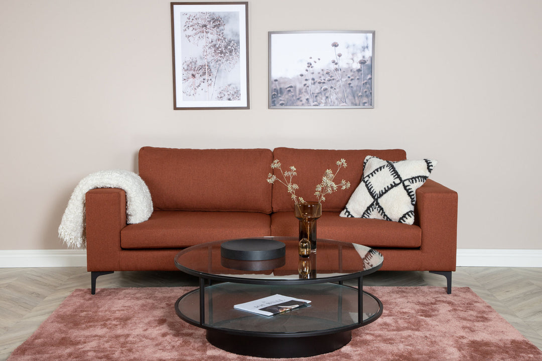 Venture Home Bolero Sofa - 3-seater - Rusty Red Fabric- Black Legs