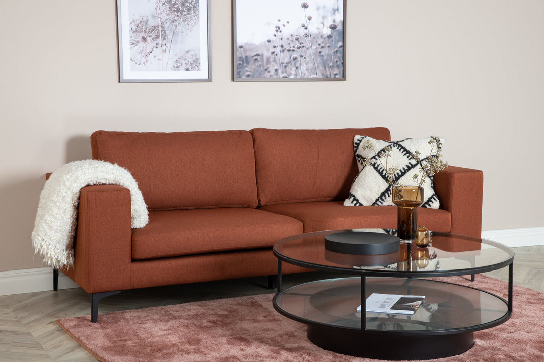 Venture Home Bolero Sofa - 3-seater - Rusty Red Fabric- Black Legs