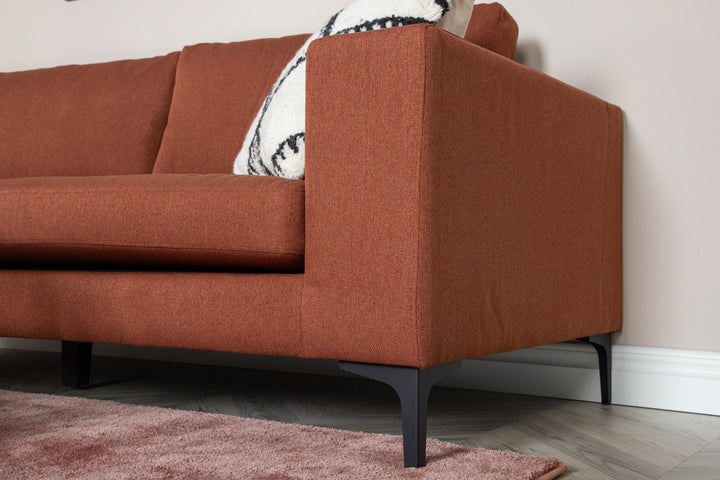 Venture Home Bolero Sofa - 3-seater - Rusty Red Fabric- Black Legs