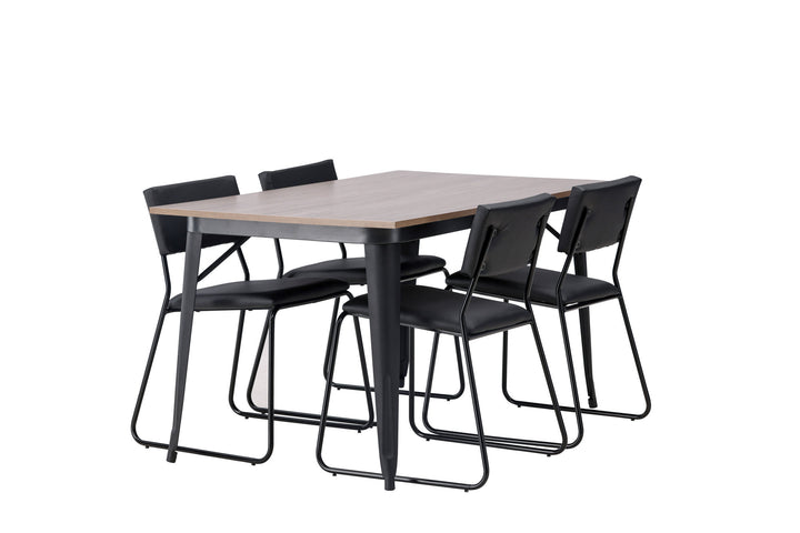 Venture Home Tempe Dining Table - Black / Walnut MDF +Kenth Chair - Black / Black PU _4