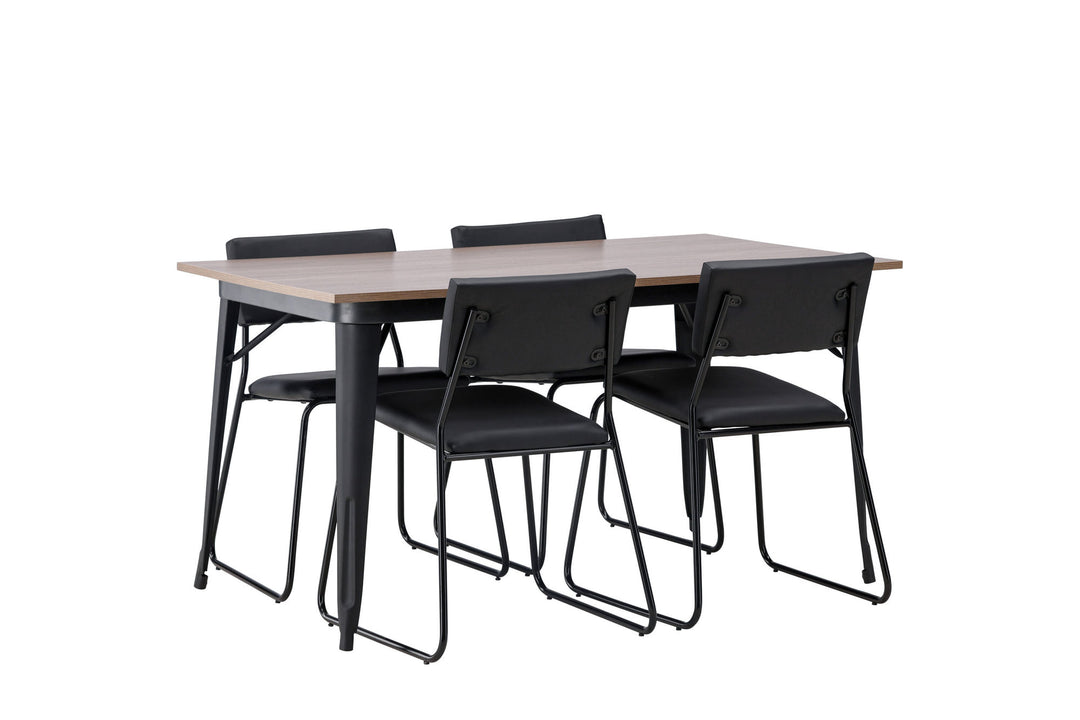 Venture Home Tempe Dining Table - Black / Walnut MDF +Kenth Chair - Black / Black PU _4
