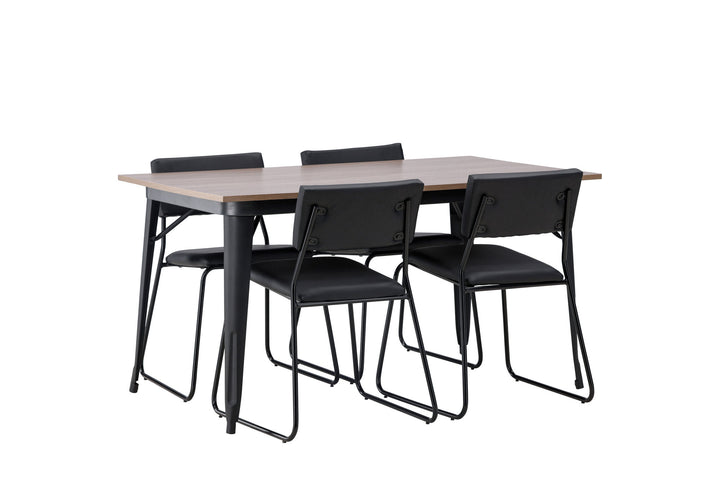 Venture Home Tempe Dining Table - Black / Walnut MDF +Kenth Chair - Black / Black PU _4