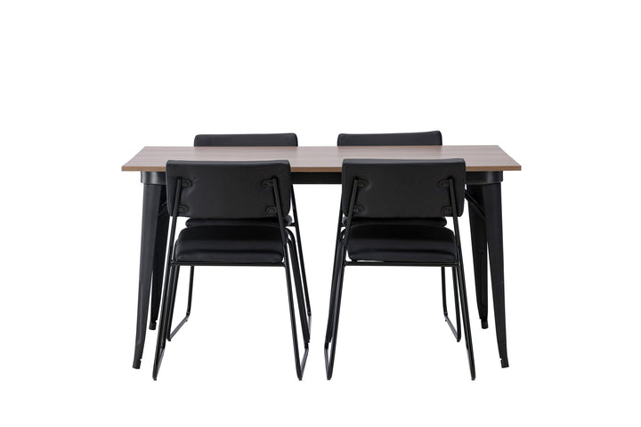 Venture Home Tempe Dining Table - Black / Walnut MDF +Kenth Chair - Black / Black PU _4