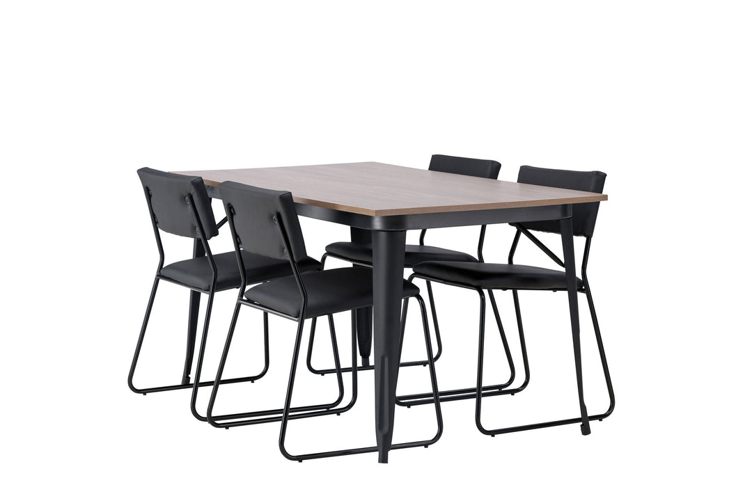 Venture Home Tempe Dining Table - Black / Walnut MDF +Kenth Chair - Black / Black PU _4