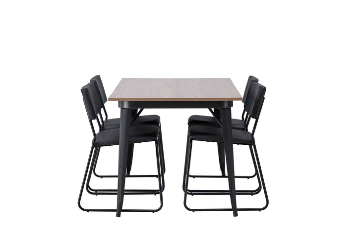 Venture Home Tempe Dining Table - Black / Walnut MDF +Kenth Chair - Black / Black PU _4