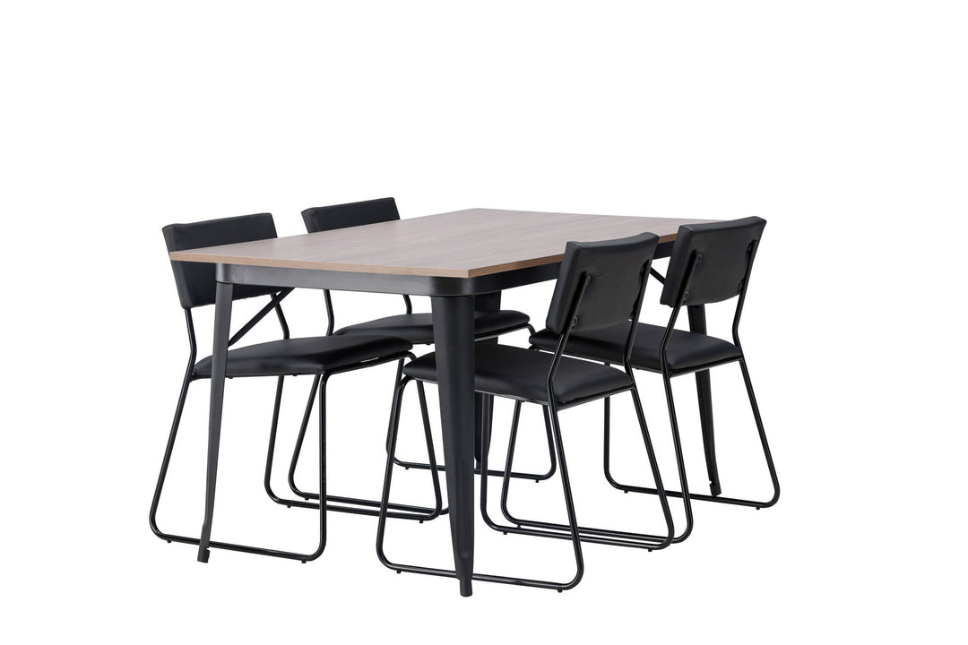 Venture Home Tempe Dining Table - Black / Walnut MDF +Kenth Chair - Black / Black PU _4