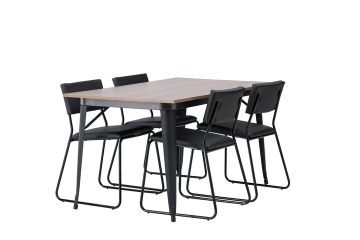 Venture Home Tempe Dining Table - Black / Walnut MDF +Kenth Chair - Black / Black PU _4