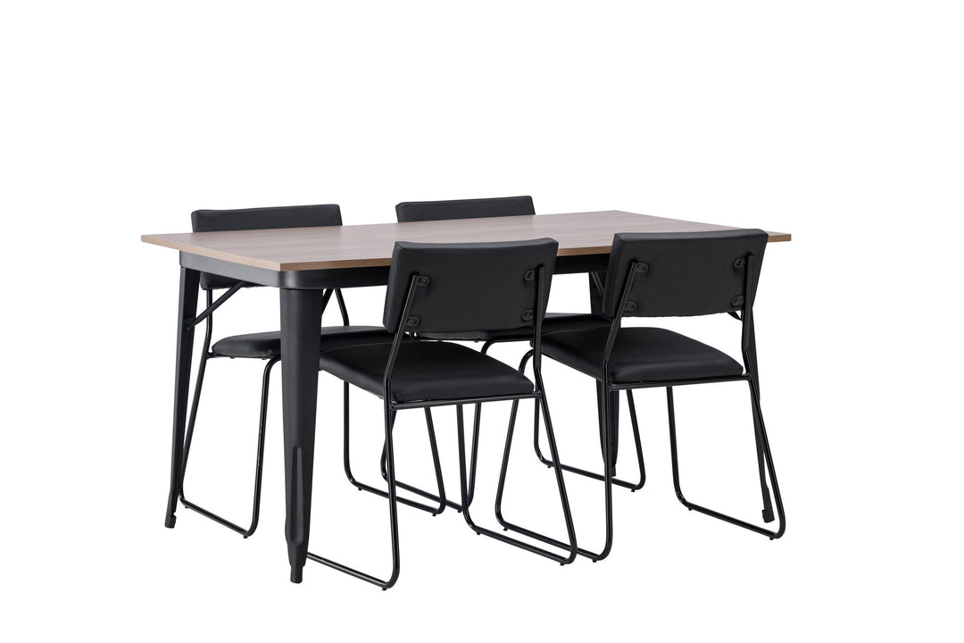 Venture Home Tempe Dining Table - Black / Walnut MDF +Kenth Chair - Black / Black PU _4