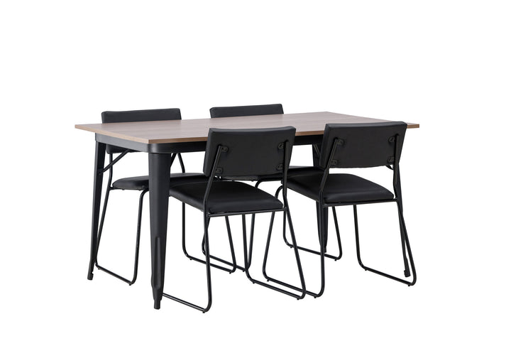 Venture Home Tempe Dining Table - Black / Walnut MDF +Kenth Chair - Black / Black PU _4