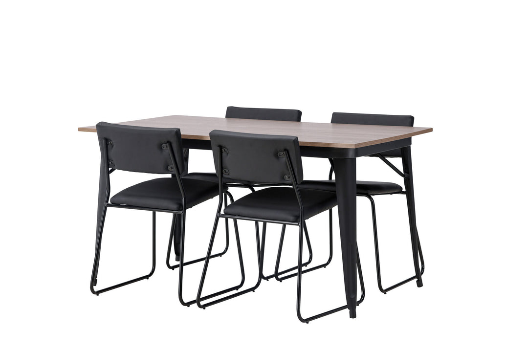Venture Home Tempe Dining Table - Black / Walnut MDF +Kenth Chair - Black / Black PU _4