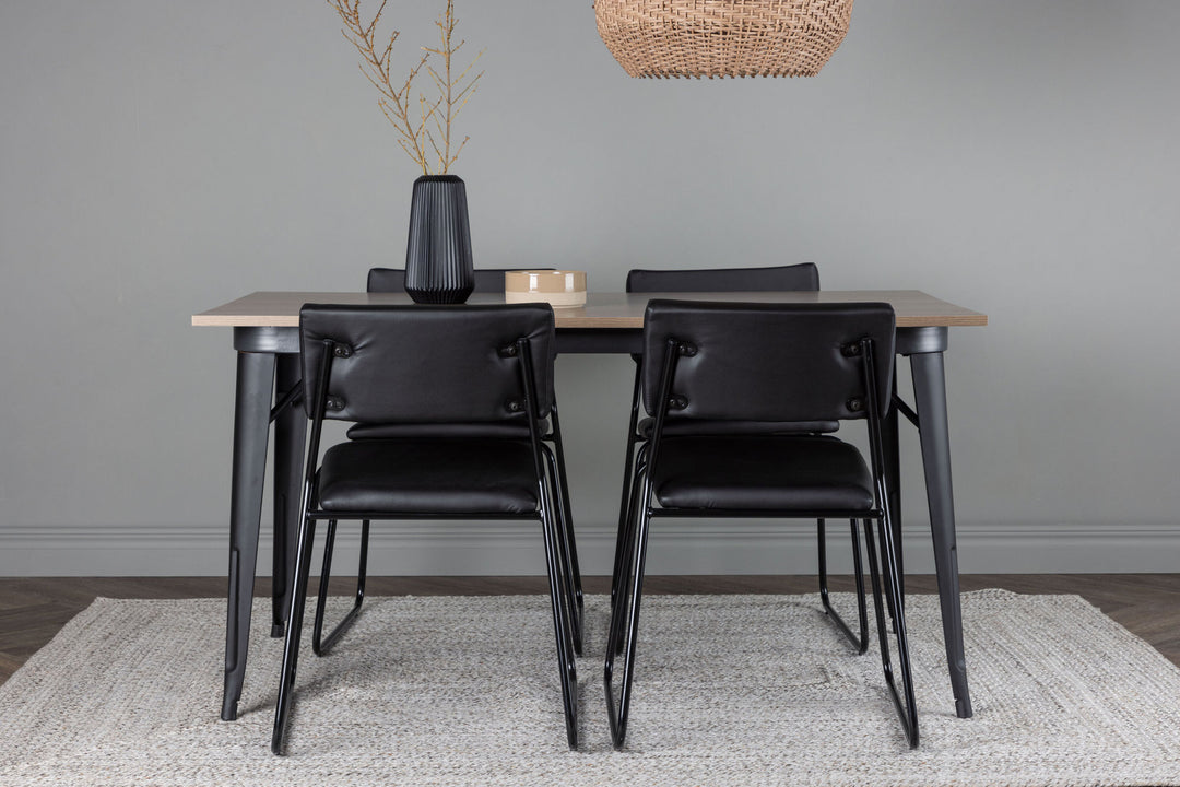 Venture Home Tempe Dining Table - Black / Walnut MDF +Kenth Chair - Black / Black PU _4
