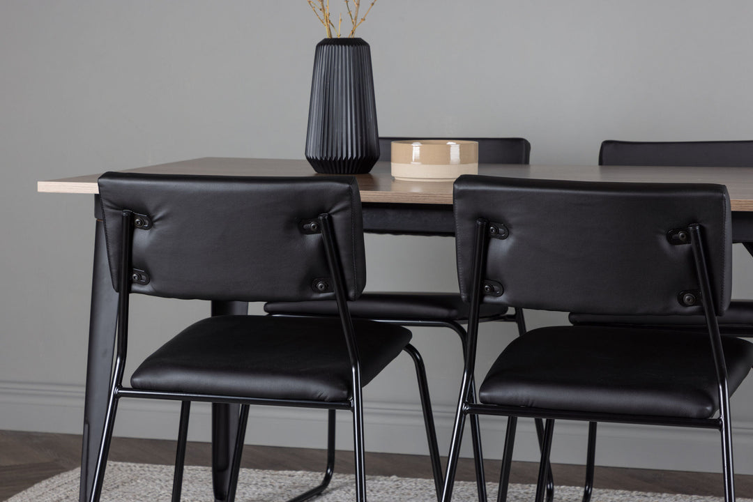 Venture Home Tempe Dining Table - Black / Walnut MDF +Kenth Chair - Black / Black PU _4
