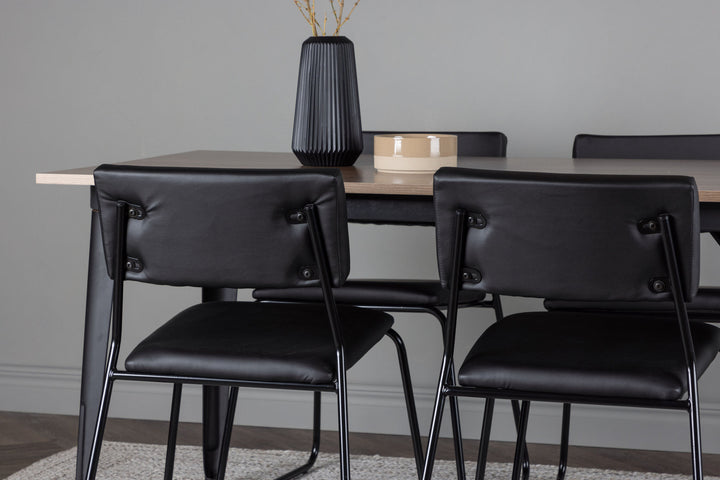 Venture Home Tempe Dining Table - Black / Walnut MDF +Kenth Chair - Black / Black PU _4