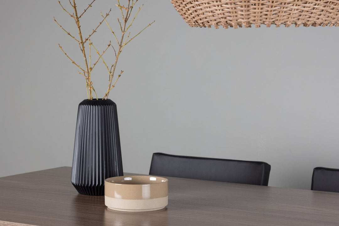 Venture Home Tempe Dining Table - Black / Walnut MDF +Kenth Chair - Black / Black PU _4