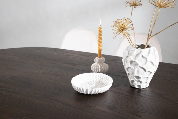 Venture Home Stone oval Dining Table - Black / Mocca Veneer +Polar Dining Chair - Black legs / Beige Velvet _6