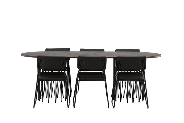 Venture Home Stone oval Dining Table - Black / Mocca Veneer +Kenth Chair - Black / Black PU _6