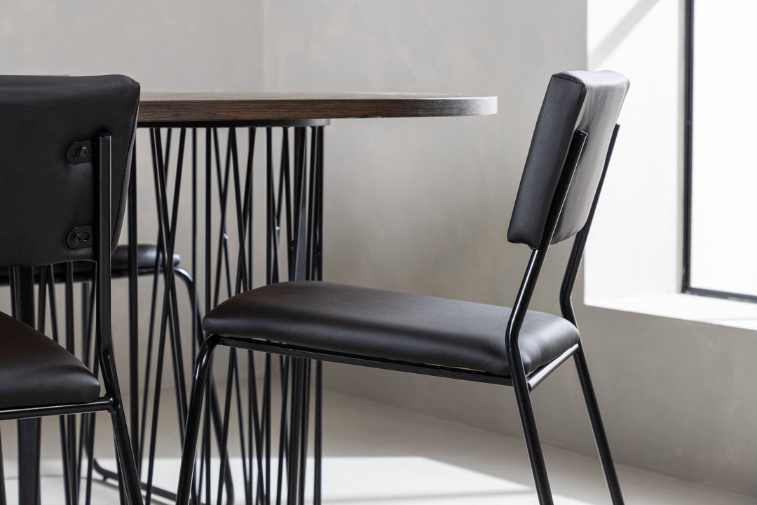 Venture Home Stone oval Dining Table - Black / Mocca Veneer +Kenth Chair - Black / Black PU _6