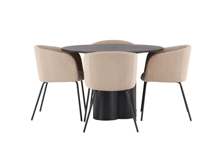 Venture Home OliviaDiningTable-Black/BlackVeneer+BeritChair-Black/BeigeFabric(Polyesterlinen)_4