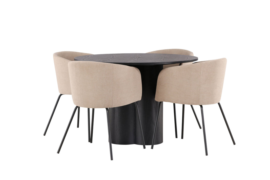 Venture Home OliviaDiningTable-Black/BlackVeneer+BeritChair-Black/BeigeFabric(Polyesterlinen)_4