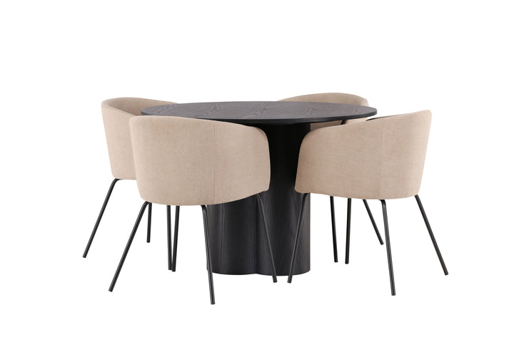 Venture Home OliviaDiningTable-Black/BlackVeneer+BeritChair-Black/BeigeFabric(Polyesterlinen)_4