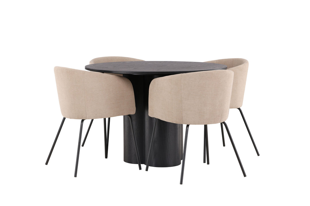 Venture Home OliviaDiningTable-Black/BlackVeneer+BeritChair-Black/BeigeFabric(Polyesterlinen)_4