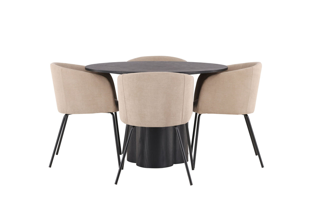 Venture Home OliviaDiningTable-Black/BlackVeneer+BeritChair-Black/BeigeFabric(Polyesterlinen)_4