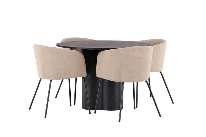 Venture Home OliviaDiningTable-Black/BlackVeneer+BeritChair-Black/BeigeFabric(Polyesterlinen)_4